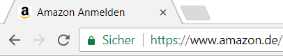 Ein Screenshot der sicheren https-Verbindung inklusive des Vorhängeschlosses